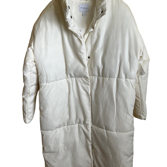 NWT Daily Ritual Women's Padded Belted Puffer Cream 3/4 Length Jacket Small - Picture 3 of 8